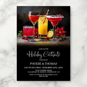Invitación Fiesta de Cóctel Navideño de Poinsettia