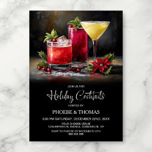 Invitación Fiesta de Cóctel Navideño Poinsettia