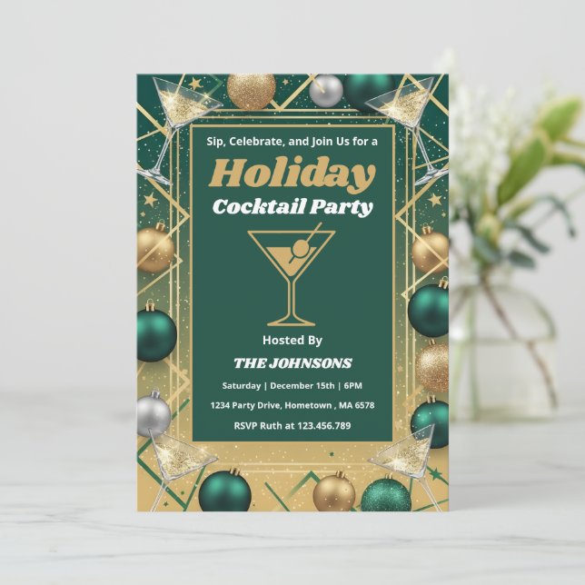 Invitación Fiesta de cóctel personalizada de vacaciones moder (Anverso de pie)