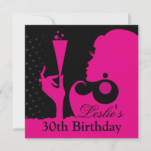 Invitación Fiesta de Cóctel por Cumpleaños 30 rosa (Anverso)