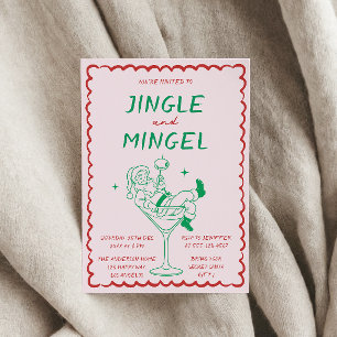 Invitación Fiesta de Cóctel Retro de Navidad Jingle and Mingl