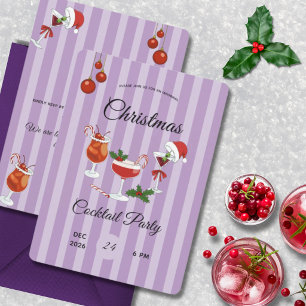 Invitación Fiesta de cóctel retro de Navidad morado