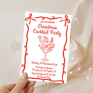 Invitación Fiesta de Cóctel Retro de Santa en Navidad