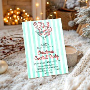 Invitación Fiesta de cóctel Retro Santa Martini de Navidad