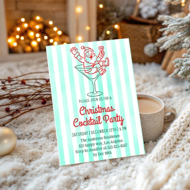 Invitación Fiesta de cóctel Retro Santa Martini de Navidad    (Subido por el creador)