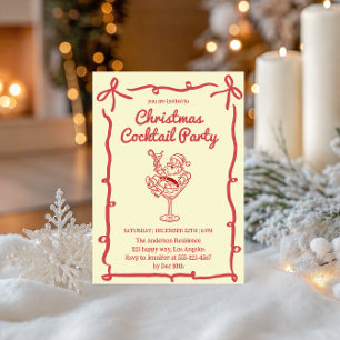 Invitación Fiesta de cóctel Retro Santa Navidad