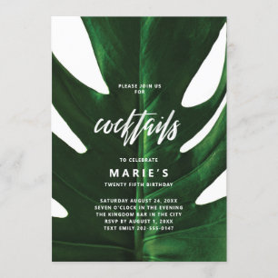 Invitación Fiesta de Cóctel Tropical Hoja de Monstera