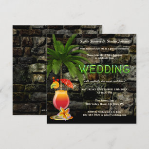 Invitación Fiesta de Cóctel Tropical Neon Después de la Boda