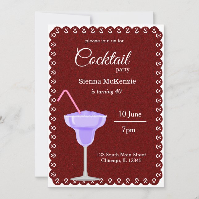 Invitación Fiesta de cócteles (Anverso)