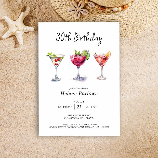 Invitación Fiesta de cócteles (Cocktail Pool Party Birthday Invitation)