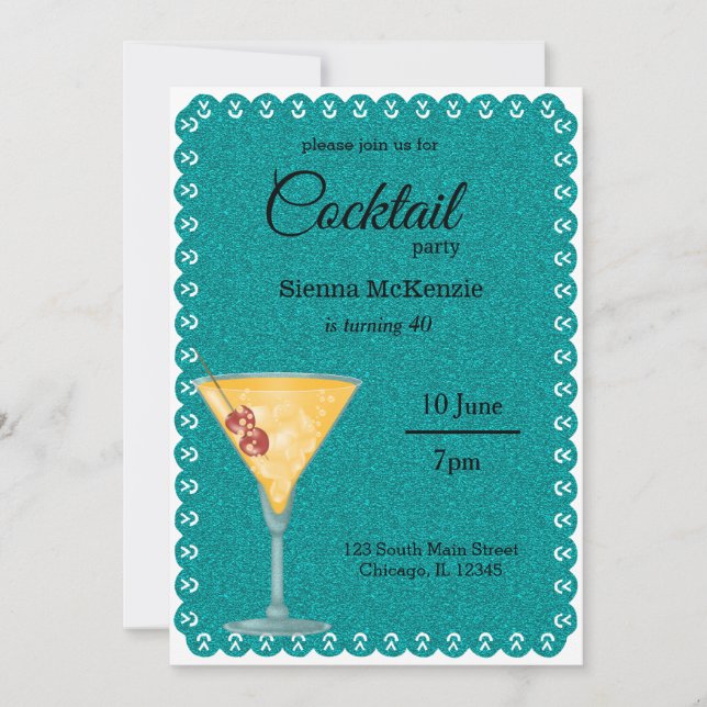 Invitación Fiesta de cócteles (Anverso)