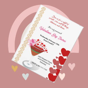 Invitación Fiesta de cócteles Amor Valentine Barrido Corazone