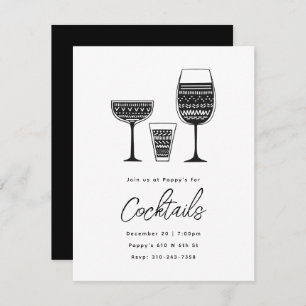 Invitación Fiesta de cócteles Black and White