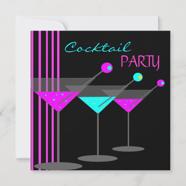 Invitación Fiesta de cócteles Cócteles Bebidas Martini Rosa V (Anverso)