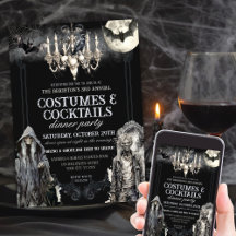Fiesta de cócteles con disfraz de Halloween gótico