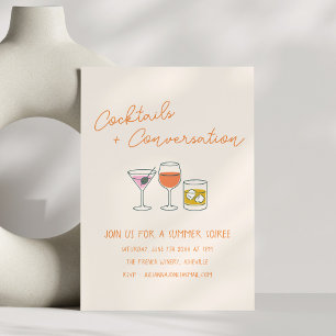 Invitación Fiesta de cócteles con garabatos manuscritos para