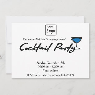 Invitación Fiesta de cócteles con logotipo minimalista modern