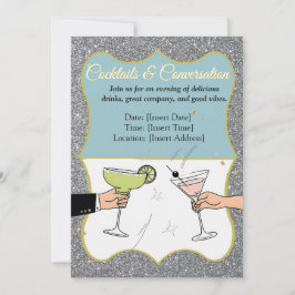 Invitación Fiesta de cócteles, conversaciones sofisticadas, b