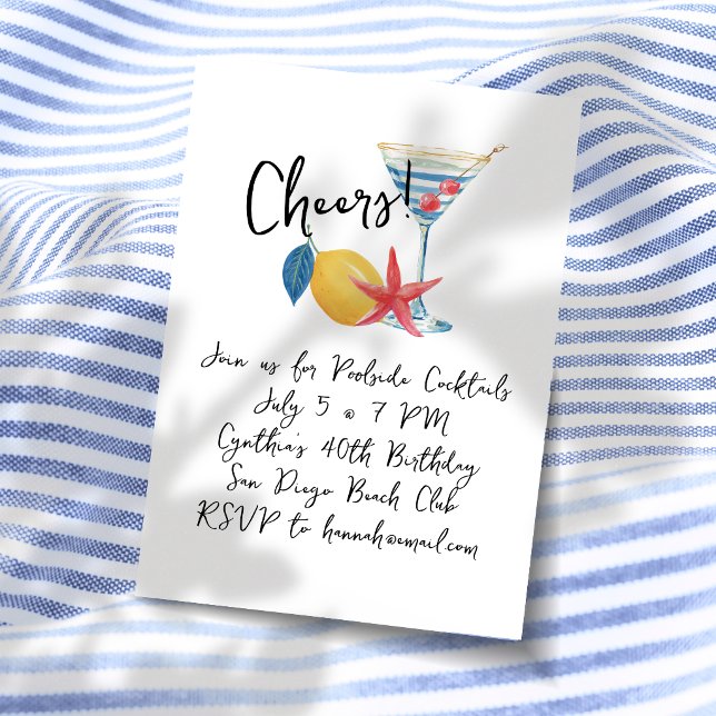 Invitación Fiesta de Cócteles Costeros Cheers (Subido por el creador)