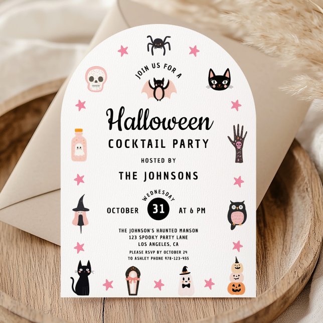 Invitación Fiesta de cócteles Cute Halloween (Cute Halloween Cocktail Party Invitation)