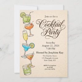 Invitación Fiesta de cócteles de acuarela vintage