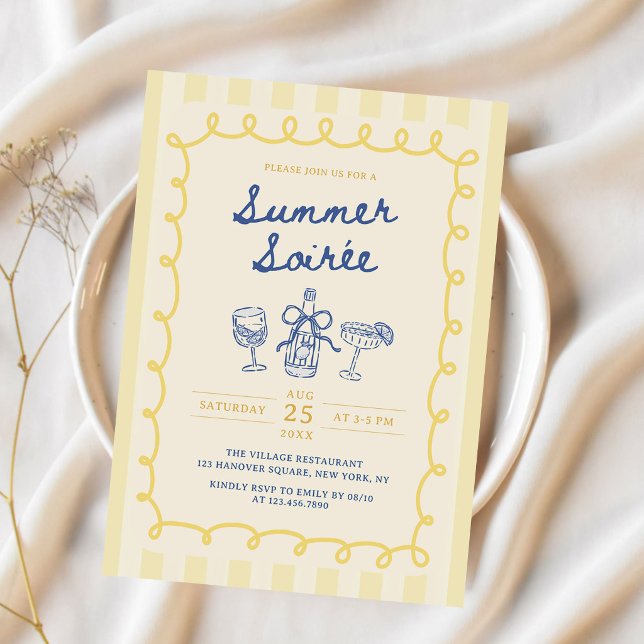Invitación Fiesta de cócteles de bebidas de verano dibujadas  (Subido por el creador)
