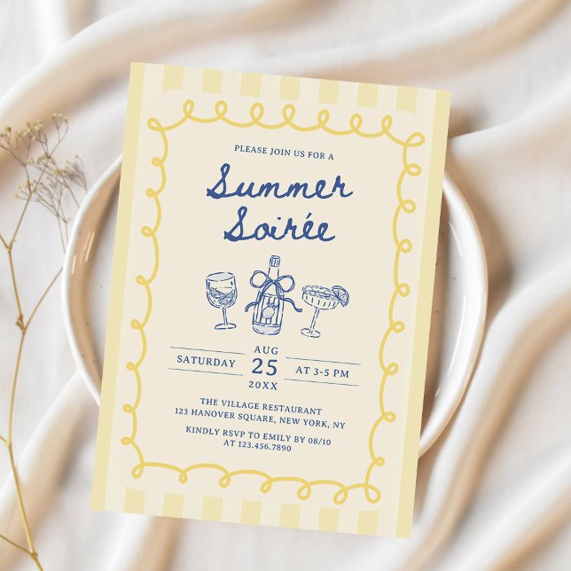Invitación Fiesta de cócteles de bebidas de verano dibujadas  (Subido por el creador)