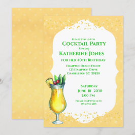 Invitación Fiesta de cócteles de cumpleaños de Pina Colada am