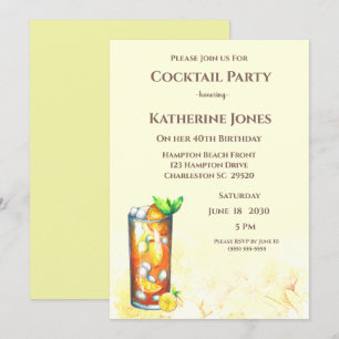 Invitación Fiesta de cócteles de cumpleaños del té de la isla