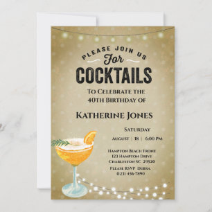 Invitación Fiesta de cócteles de cumpleaños número 40 de Brow