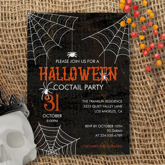 Invitación Fiesta de cócteles de Cute Spider Halloween (Subido por el creador)
