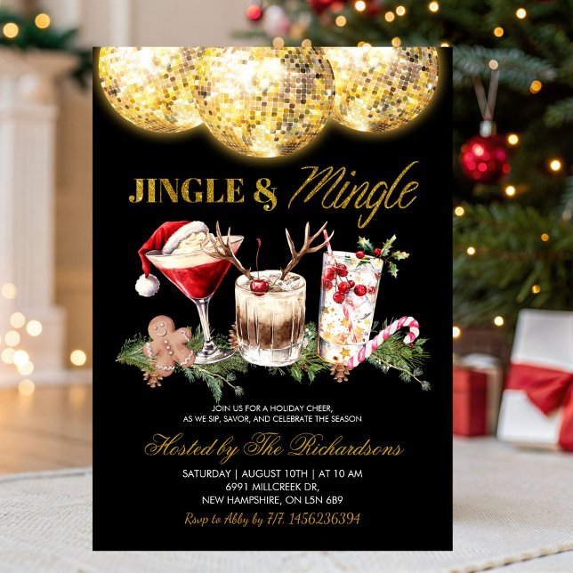 Invitación Fiesta de cócteles de disco de Navidad Jingle And  (Subido por el creador)
