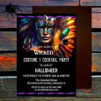 Invitación Fiesta de cócteles de disfraces para adultos de Ha
