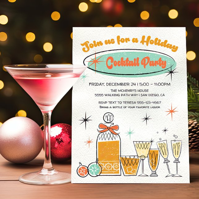 Invitación Fiesta de cócteles de Doodle Sketch Retro Navidade (Subido por el creador)