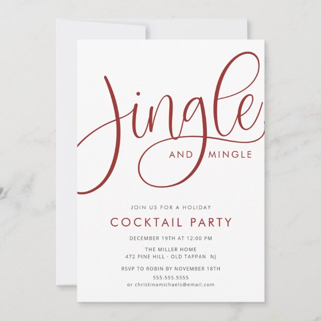 Invitación Fiesta de cócteles de feriado jingle y mingle (Anverso)