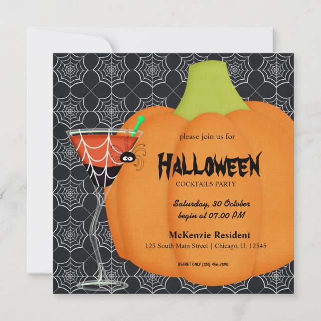 Invitación Fiesta de cócteles de Halloween (Anverso)