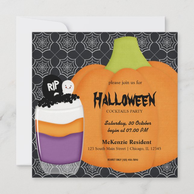 Invitación Fiesta de cócteles de Halloween (Anverso)