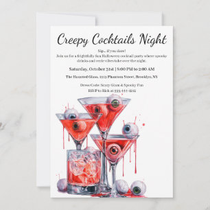 Invitación Fiesta de Cócteles de Halloween   Bebida de Ojo Es