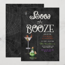 Invitación Fiesta de Cócteles de Halloween Chalkboard Boos &