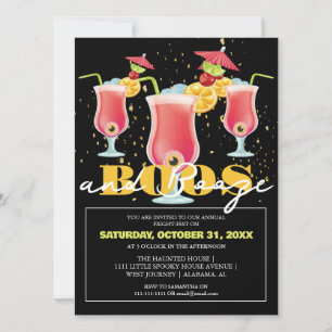 Invitación Fiesta de Cócteles de Halloween de Boos y Bebidas 