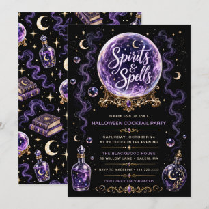 Invitación Fiesta de Cócteles de Halloween Espíritus y Hechiz