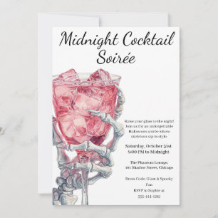 Invitación Fiesta de cócteles de Halloween   Mano de esquelet