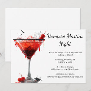 Invitación Fiesta de Cócteles de Halloween Martini de Vampi