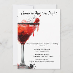 Invitación Fiesta de Cócteles de Halloween Martini de Vampi