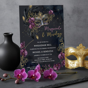 Invitación Fiesta de Cócteles de Halloween Masquerade y Mixol