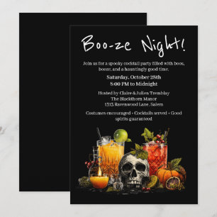 Invitación Fiesta de cócteles de Halloween Noche Boo-ze