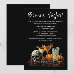 Invitación Fiesta de cócteles de Halloween   Noche Boo-ze