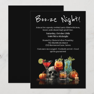 Invitación Fiesta de cócteles de Halloween Noche Boo-ze
