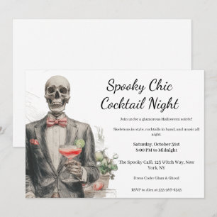 Invitación Fiesta de Cócteles de Halloween Noche Chic Espel