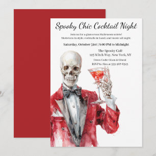 Invitación Fiesta de Cócteles de Halloween Noche Chic Espel